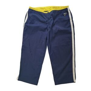 Nike Size XL 16/18 Y2K Crop Track Pants Blue Yellow Zip Fly Drawstring 90s Gym